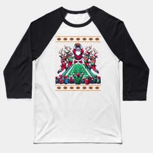 Santa Reindeer Play American Football Christmas Football Fan Baseball T-Shirt